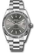 Rolex Steel and White Gold Rolesor Datejust 41  - Dark Rhodium Index Dial - Oyster Bracelet - 126334 dkrio