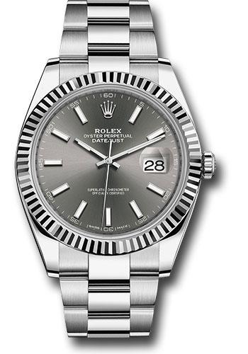 Rolex Steel and White Gold Rolesor Datejust 41  - Dark Rhodium Index Dial - Oyster Bracelet - 126334 dkrio