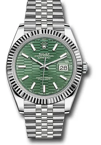Rolex White Rolesor Datejust 41  - Mint Green Fluted Motif Index Dial - Jubilee Bracelet - 126334