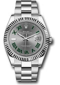 Rolex Steel and White Gold Rolesor Datejust 41  - Slate Green Roman Dial - Oyster Bracelet - 126334 slgro