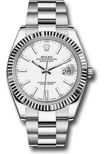 Rolex Steel and White Gold Rolesor Datejust 41  - White Index Dial - Oyster Bracelet - 126334 wio