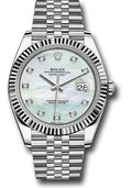 Rolex Steel and White Gold Rolesor Datejust 41  - White Mother-Of-Pearl Diamond Dial - Jubilee Bracelet - 126334 wmdj