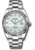 Rolex Steel and White Gold Rolesor Datejust 41  - White Mother-Of-Pearl Diamond Dial - Oyster Bracelet - 126334 wmdo