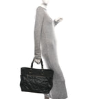 Coated Canvas Quilted Large Paris Biarritz Tote Black