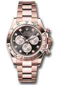 Rolex Everose Gold Cosmograph Daytona Watch - Fixed Bezel - Black And Sundust Diamond Dial