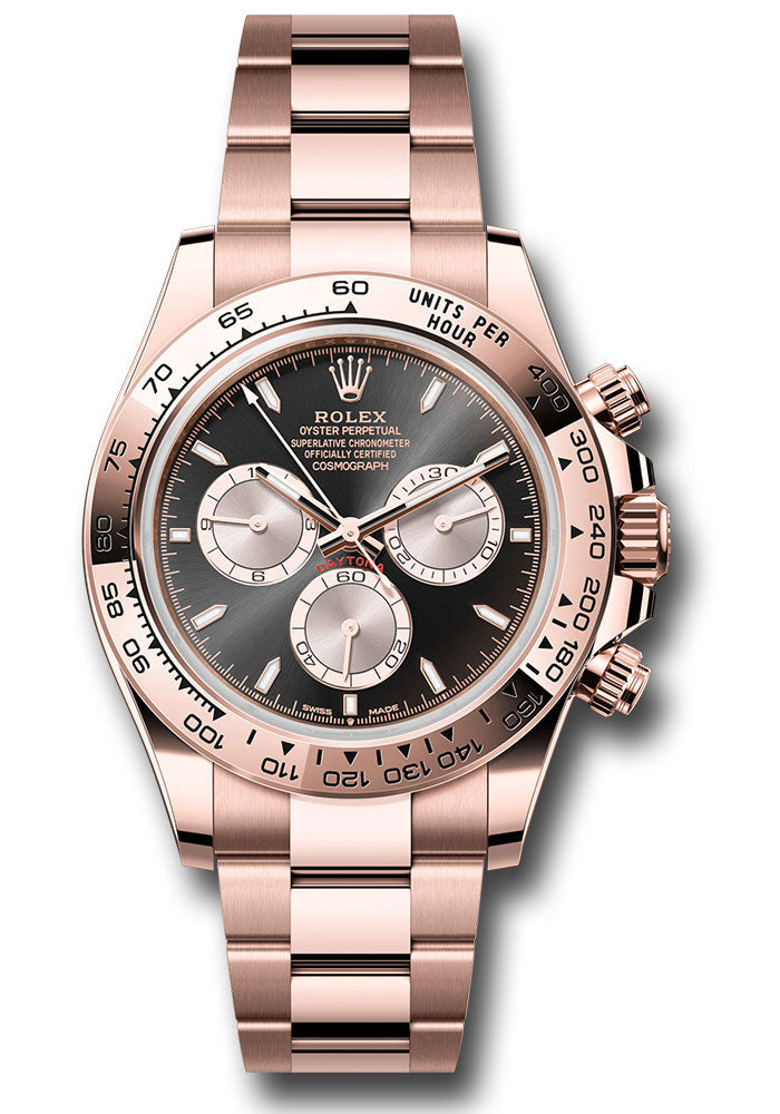 Rolex Everose Gold Cosmograph Daytona Watch - Fixed Bezel - Black And Sundust Index Dial