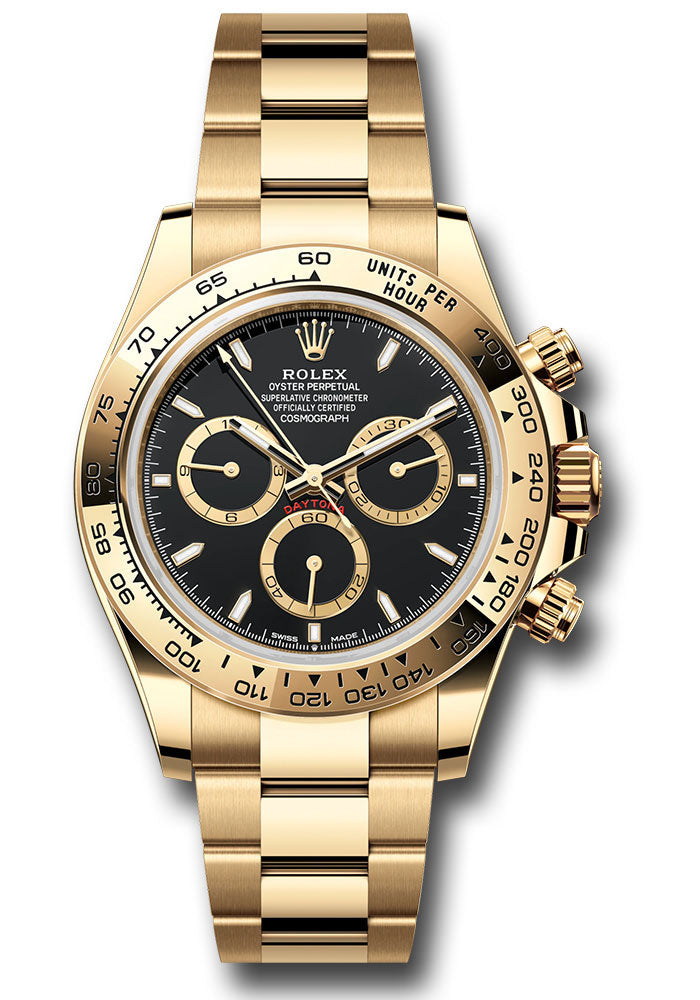 Rolex Yellow Gold  Daytona  - Fixed Bezel - Black Index Dial - Oyster Bracelet - 126508 bkio