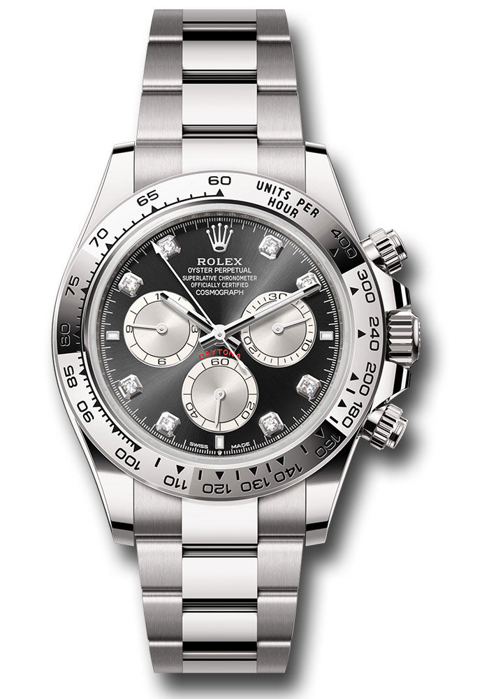 Rolex White Gold  Daytona  - Fixed Bezel - Black And Steel Diamond Dial - Oyster Bracelet - 126509 bkstdo
