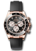 Rolex Everose Gold Cosmograph Daytona Watch - Black Cerachrom Bezel - Black And Sundust Index Dial - Oysterflex Strap