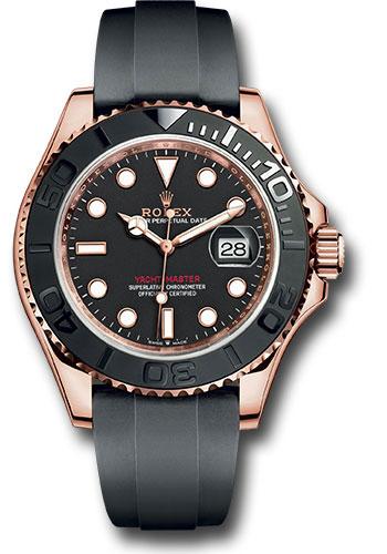 Rolex Everose Gold Yacht-Master 40 Watch - Black Dial - Oysterflex Strap