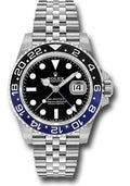 Rolex Steel GMT-Master II 40  - Black And Blue Batman Bezel - Black Dial - Jubilee Bracelet - 126710BLNR