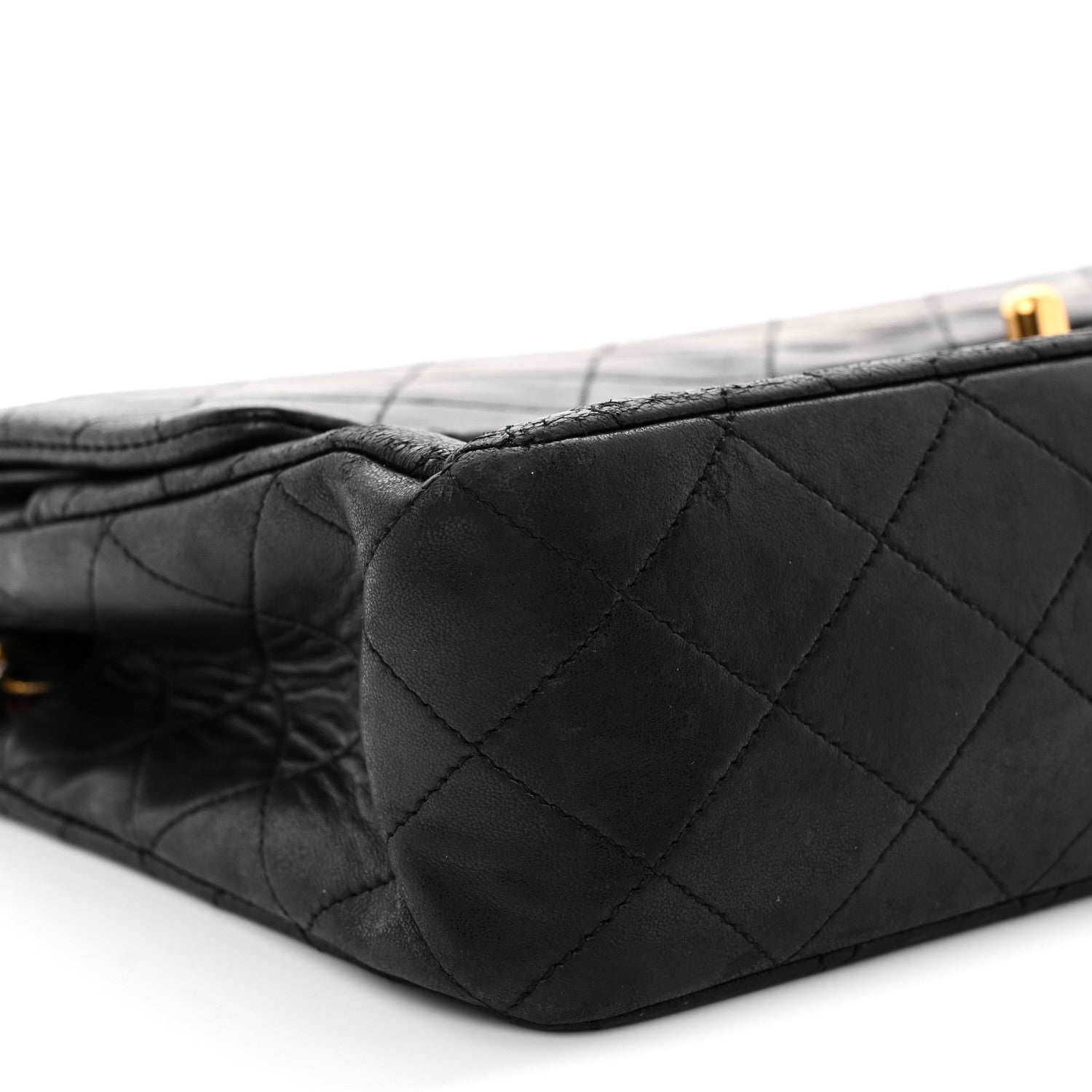 Lambskin Quilted Medium Double Flap Black