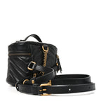 Calfskin Matelasse Chevron Mini GG Marmont Top Handle Bag Black