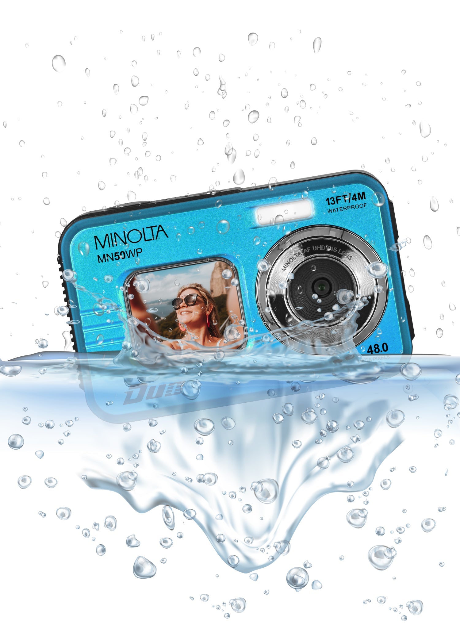 MINOLTA MN50WP Duo 48 MP AF / 5K Ultra HD Waterproof Camera w/ Dual LCD (Red)