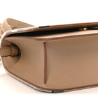 Grained Calfskin House Check Small Madison Shoulder Bag Chestnut Beige