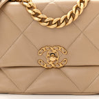 Lambskin Quilted Medium Chanel 19 Flap Dark Beige