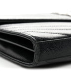 Grain De Poudre Matelasse Chevron Monogram Chain Wallet  Black
