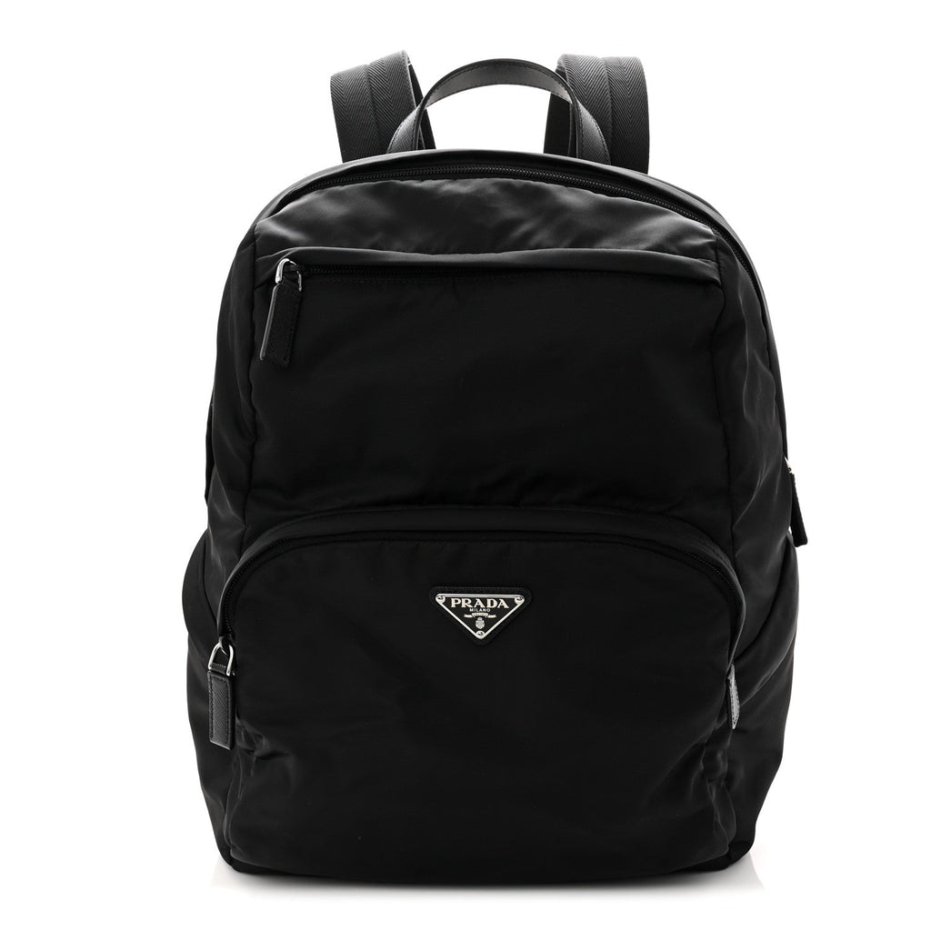 Re-Nylon Saffiano Zip Backpack Black
