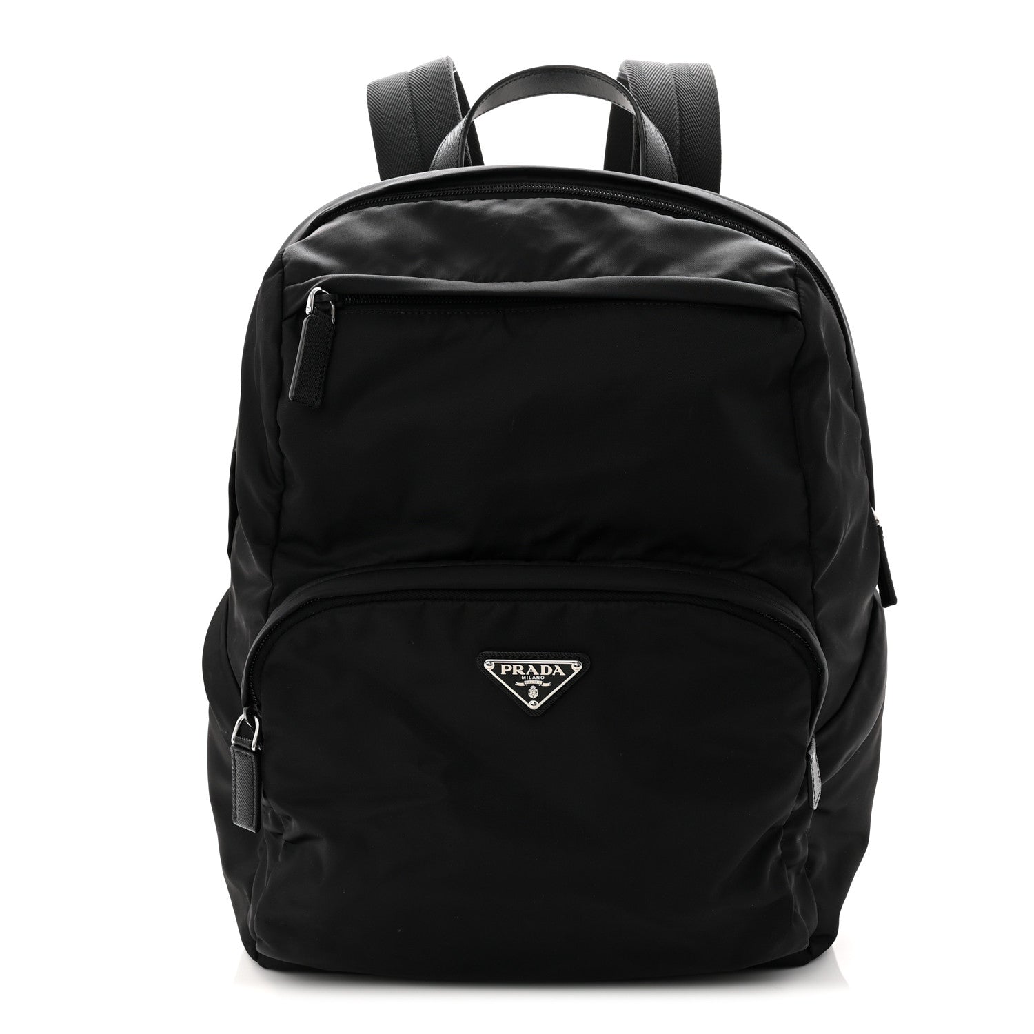 Re-Nylon Saffiano Zip Backpack Black