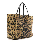 Textured Coated Canvas Leopard Print Large Antigona Tote