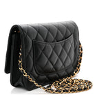 Lambskin Quilted Wallet On Chain WOC Black
