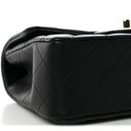 Lambskin Quilted Mini Top Handle Rectangular Flap Black