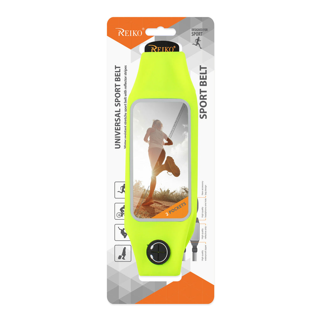 Reiko Running Sport Belt For Iphone 7/ 6/ 6S Or 5 Inches Device With Two Pockets In Green (5X5 Inches)