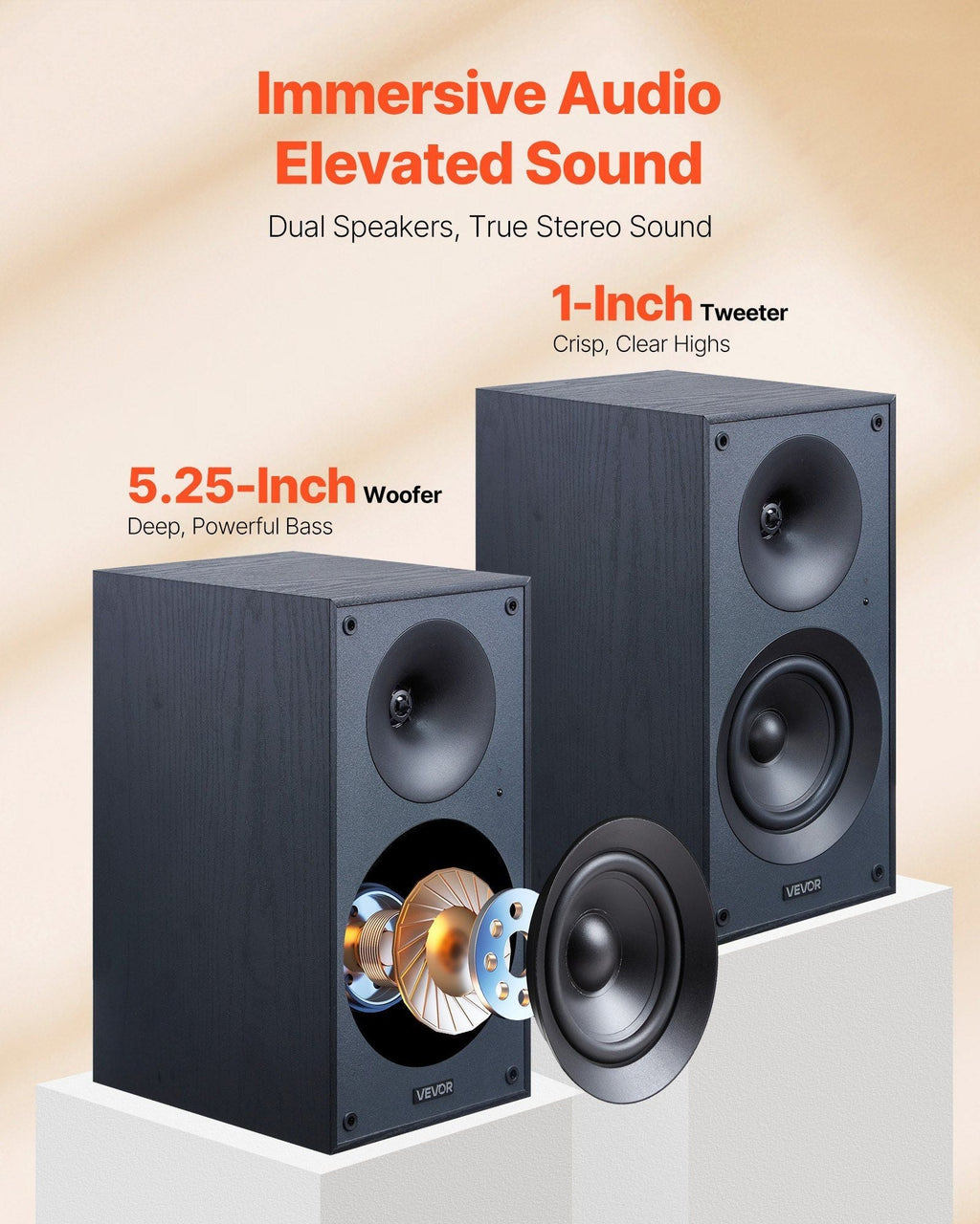 Active Powered Bookshelf Studio Monitor Speakers 25W x2 Bluetooth Coaxial Stereo
