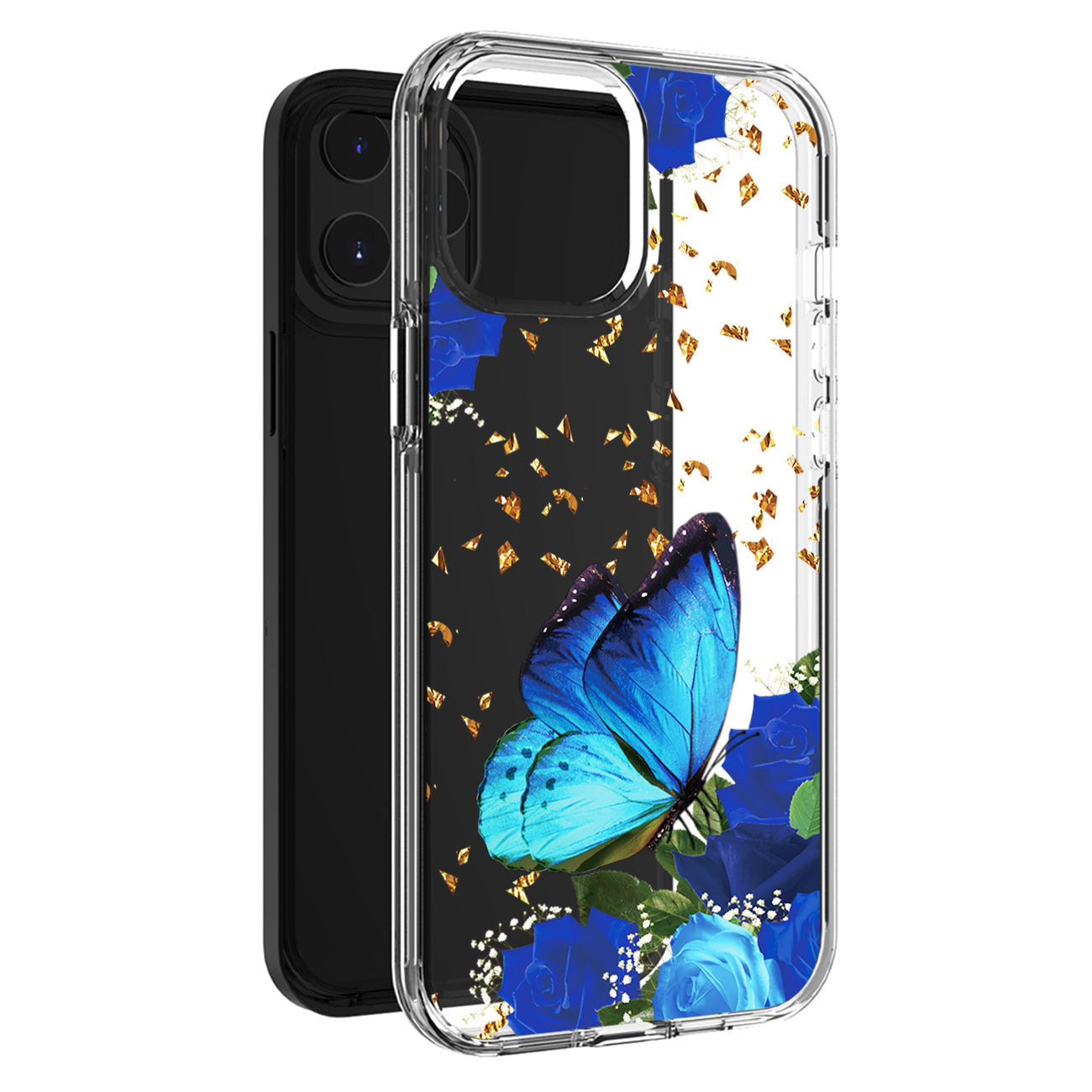 Pressed Dried Flower Design Phone Case For Iphone 14 Pro In Blue