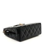 Shiny Aged Calfskin Quilted Nano Kelly Shopper Black