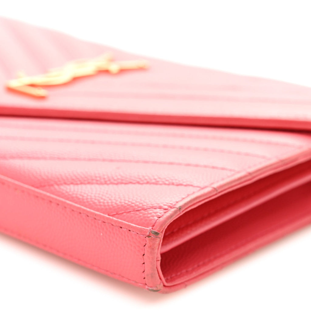 Grain De Poudre Matelasse Chevron Monogram Chain Wallet Rose Clair
