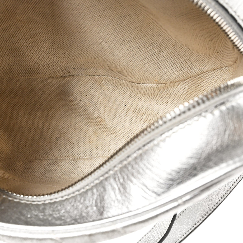 Metallic Sakai Be Green Calfskin Diagonal Stitched Small Blondie Shoulder Bag Silver
