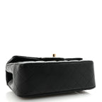 Lambskin Quilted Mini Top Handle Rectangular Flap Black