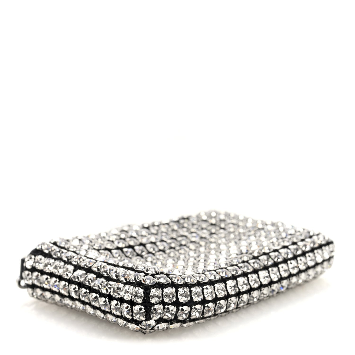 Mesh Crystal Rhinestone Nano Heiress Shoulder Bag Black Silver