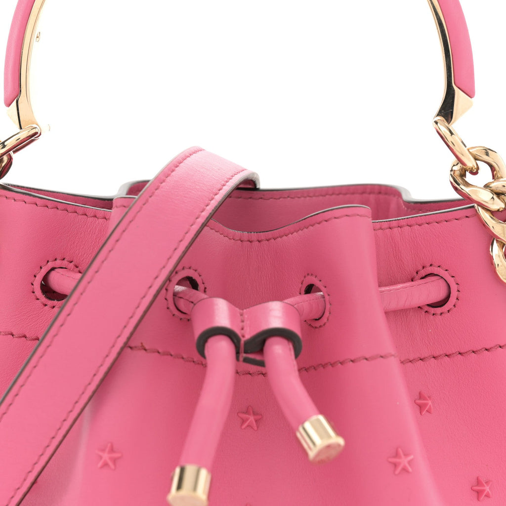 Calfskin Star Studded Bon Bon Bucket Bag Candy Pink