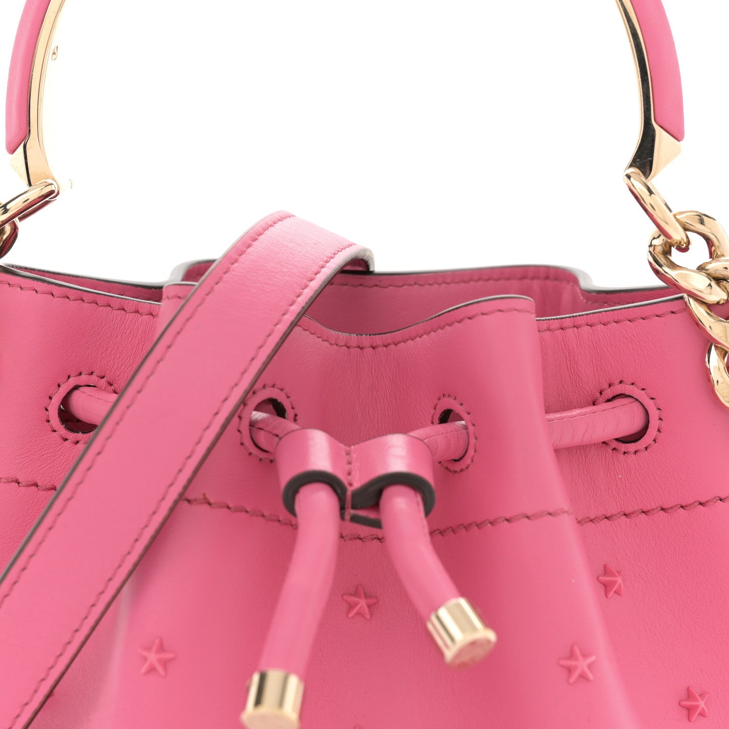 Calfskin Star Studded Bon Bon Bucket Bag Candy Pink