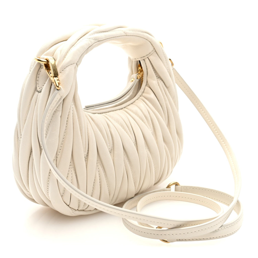 Nappa Matelasse Mini Wander Hobo White