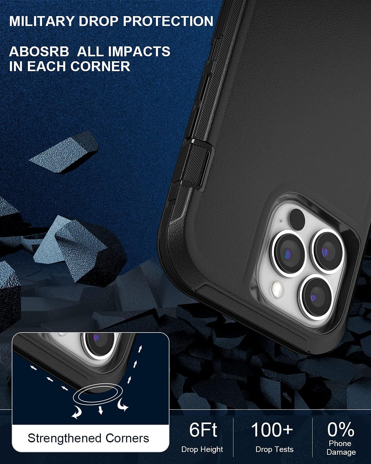 Entronix Bundle Compatible with iPhone 16 Pro Max - Heavy Duty Case & 2 Clear Screen Protectors