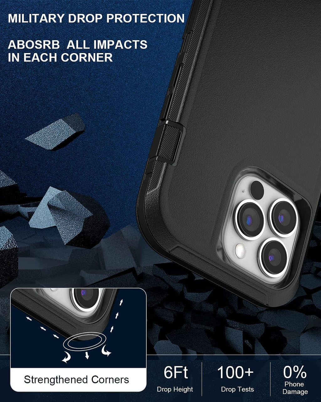 Entronix Bundle Compatible with iPhone 15 Pro Max - Heavy Duty Case & 2 Screen Protectors