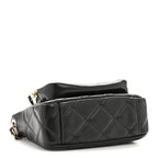Shiny Crumpled Lambskin Quilted Mini Clutch With Chain Black