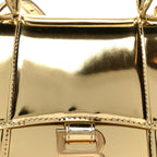 Mirror Calfskin Hourglass Top Handle Bag XS Gold