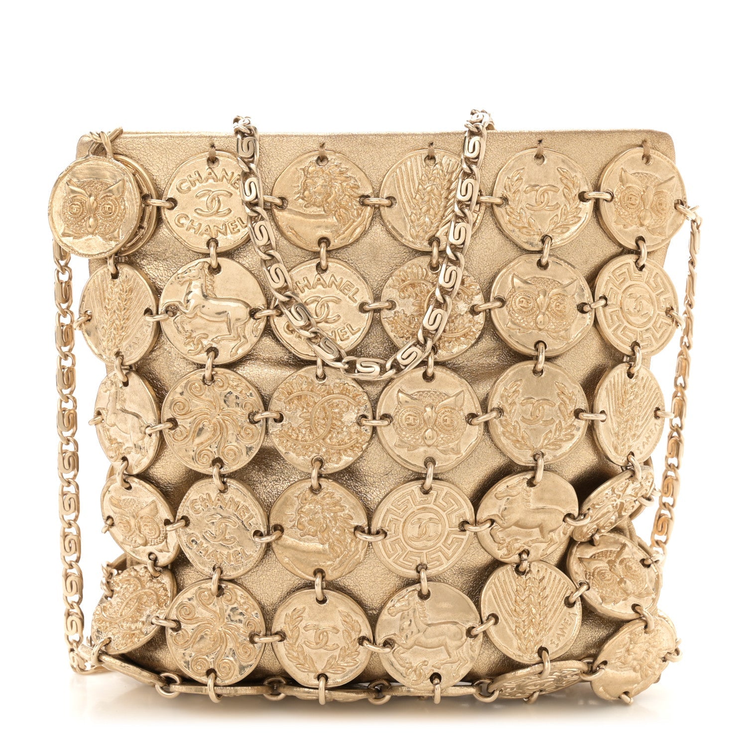 Metallic Calfskin Medallion Shoulder Bag Gold