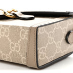GG Supreme Monogram Textured Dollar Calfskin Mini Horsebit 1955 Shoulder Bag Beige Mystic White Oatmeal