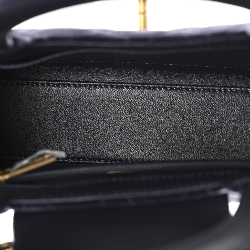 Velvet Quilted Nano Kelly Shopper Navy