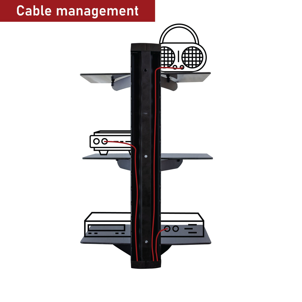 3 Shelf Tempered Glass Multimedia Mounting Unit