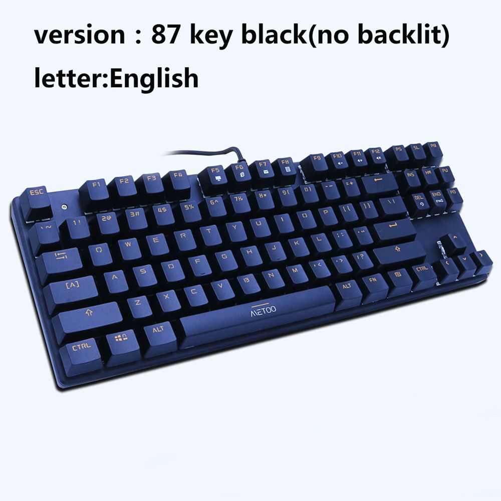Edition Mechanical Keyboard 87 keys Blue Switch Gaming Keyboards for Tablet Desktop Russian sticker - no light black US-blue switch