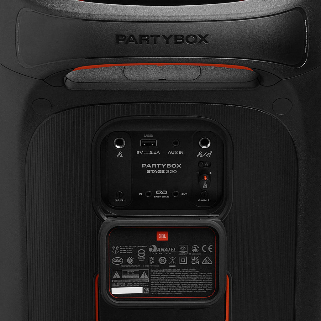 JBL PartyBox Stage 320 Portable Party Speaker with Wireless Two Microphone System (Black)