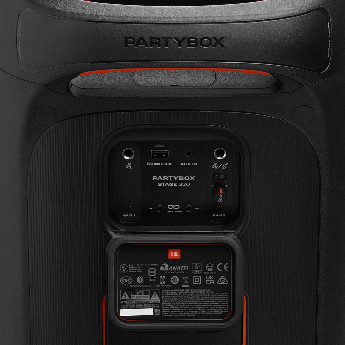 JBL PartyBox Stage 320 Portable Party Speaker with Wireless Two Microphone System (Black)