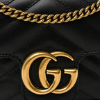 Calfskin Matelasse Super Mini GG Marmont Shoulder Bag Black