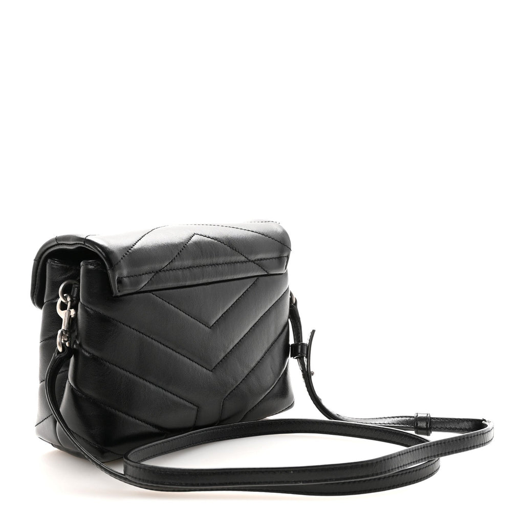 Calfskin Y Quilted Monogram Toy Loulou Crossbody Bag Black